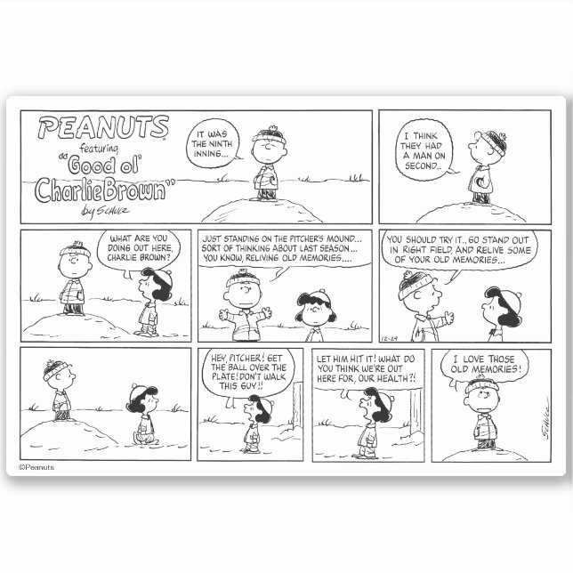 Charlie Brown's Memories At The Pitcher's Mound Sticker (Front)