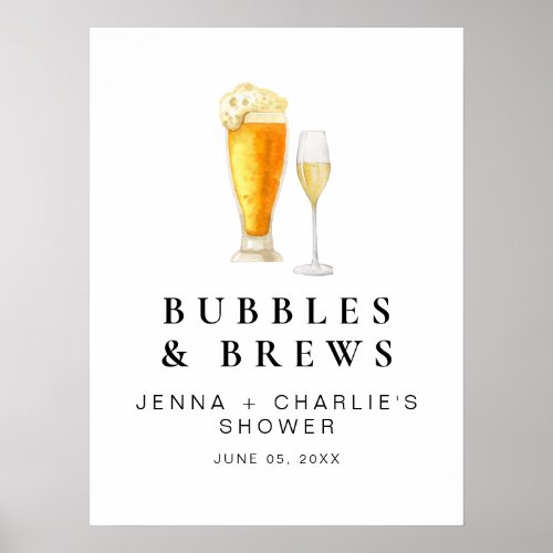 CHARLIE Bubbles  Brews Couples Shower Welcome Poster