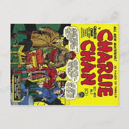 CHARLIE CHAN Cool Vintage Comic Book Cover Art Postcard