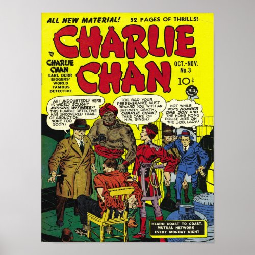 CHARLIE CHAN Cool Vintage Comic Book Cover Art Poster