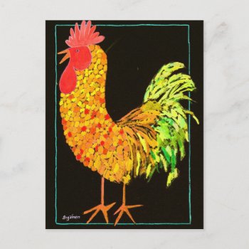 Charlie Cheery Rooster #1 Postcard by susangainen at Zazzle