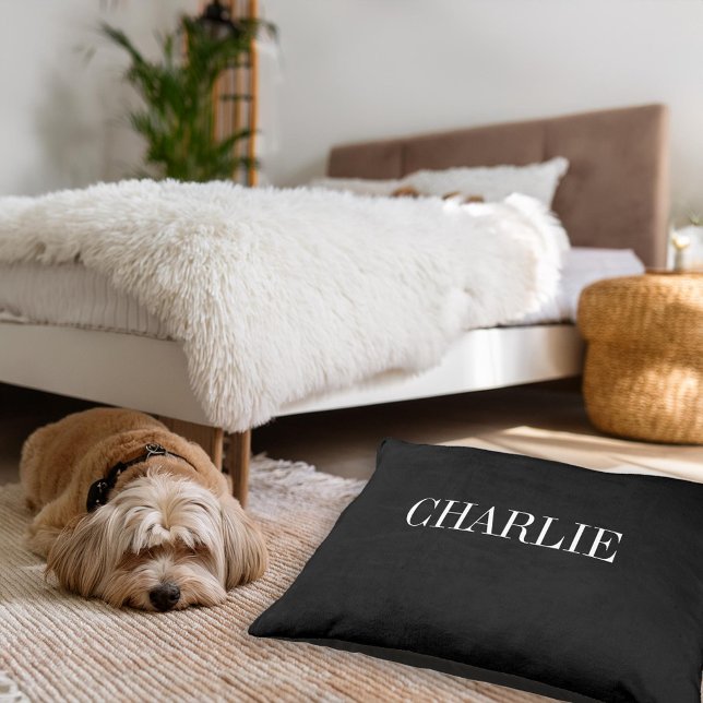 Charlie Classic Name Monogram | Black Pet Bed (Creator Uploaded)