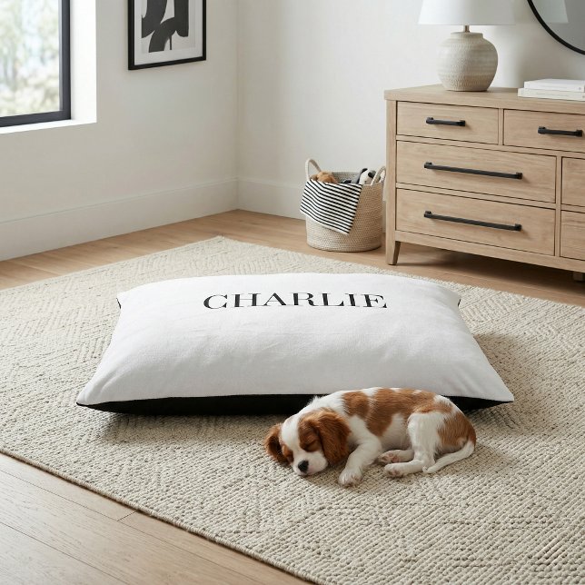 Charlie Classic Name Monogram | White Pet Bed (Creator Uploaded)