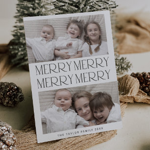 CHARLIE Family Photo Fun Merry Merry Christmas Letterpress Photo Cards