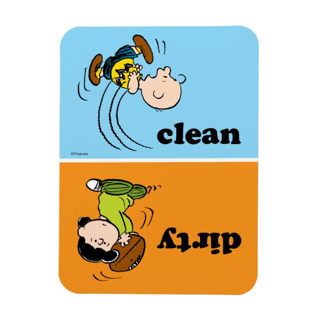 Charlie & Lucy Football | Clean & Dirty Dishwasher Magnet (Vertical)
