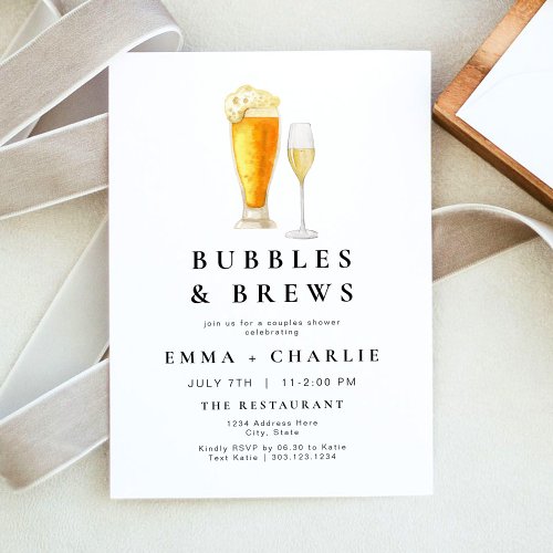 CHARLIE Modern Bubbles and Brews Couples Shower Invitation