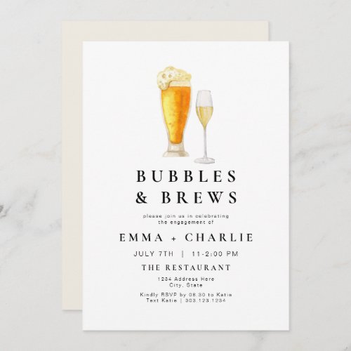 CHARLIE Modern Bubbles and Brews Engagement Party Invitation