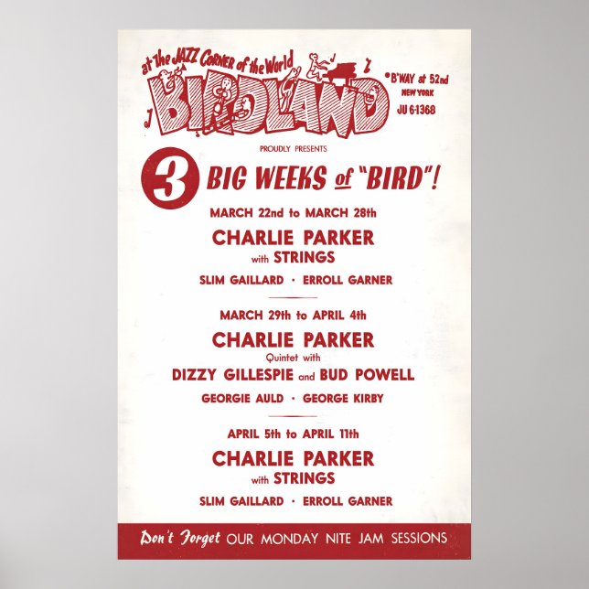Charlie Parker - Dizzy Gillespie jazz poster (Front)