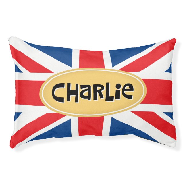 Charlie Personalized British Pet Bed (Front)