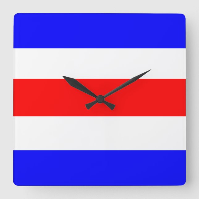 Charlie Red White Blue Square Wall Clock (Front)