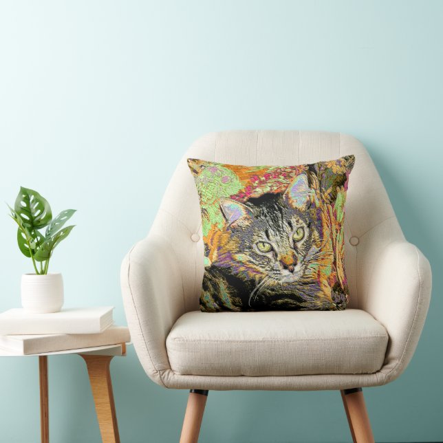 Charlie The Cat Throw Pillow (Chair)