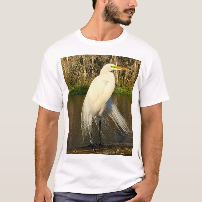 Charlie The Great Egret T-Shirt (Front)