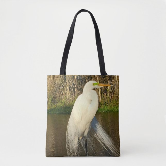 Charlie The Great Egret Tote Bag (Front)