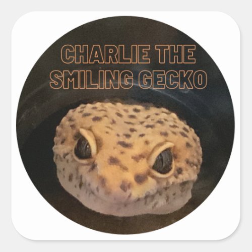 Charlie the Smiling Leopard Gecko Square Sticker