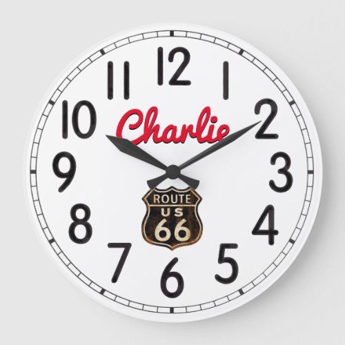 Charlies Route 66 Large Clock