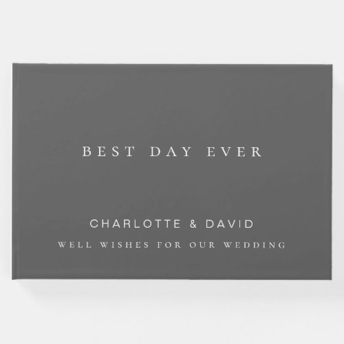 Charlotte B  Elegant Charcoal Wedding Guest Book