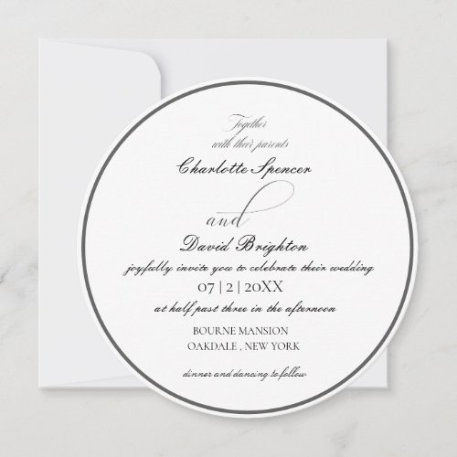 Charlotte B  Elegant Circle Black Wedding  Invitation