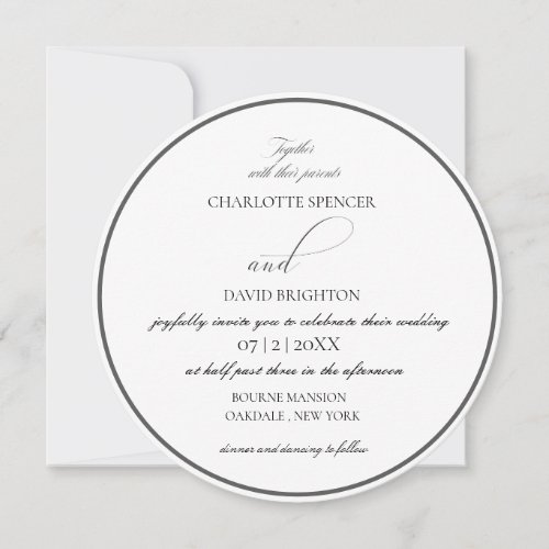 Charlotte  B  Elegant Circle Black Wedding Invitation