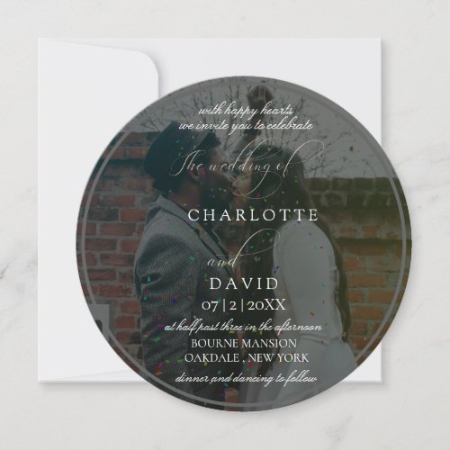 Charlotte B  Elegant Circle Photo Wedding  Invitation