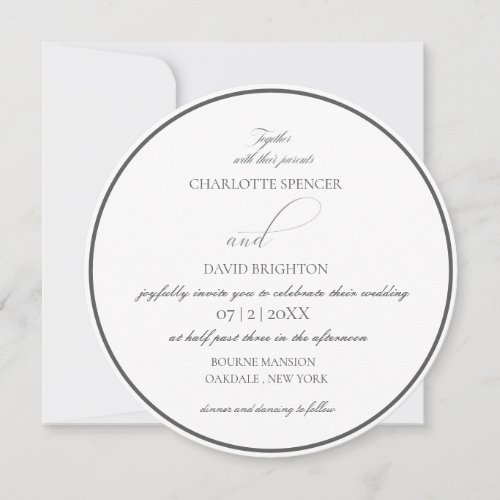 Charlotte B  Elegant Grey Circle Wedding Invitation