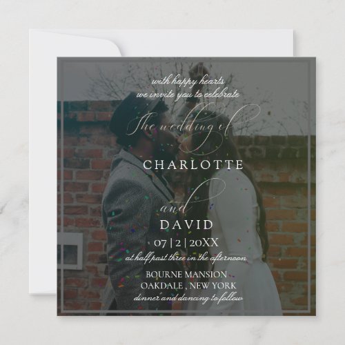 Charlotte B  Elegant Square Photo Wedding Invitat Invitation