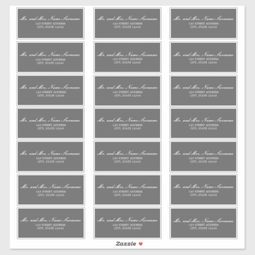 Charlotte B Grey Wedding Guest Address Labels