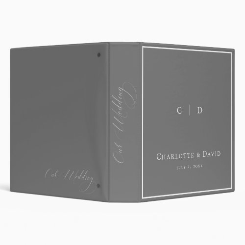Charlotte B  Monogram Charcoal Wedd Photo Album  3 Ring Binder