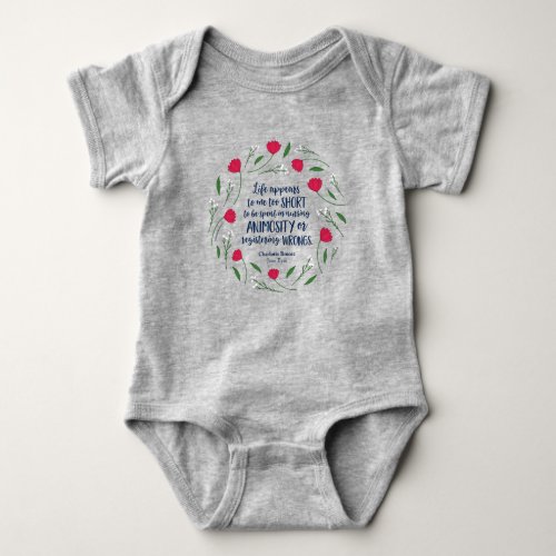 Charlotte Bronte Jane Eyre Floral Life Book Quote Baby Bodysuit