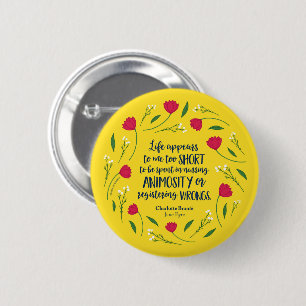 Charlotte Bronte Jane Eyre Floral Life Book Quote Button
