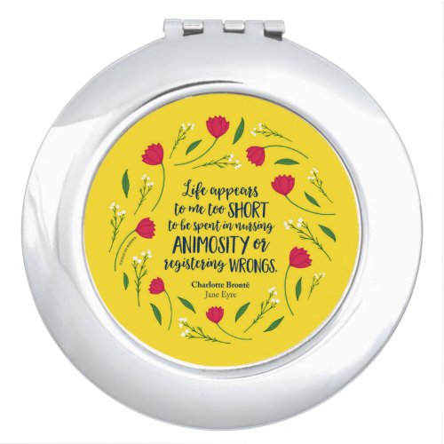 Charlotte Bronte Jane Eyre Floral Life Book Quote Compact Mirror