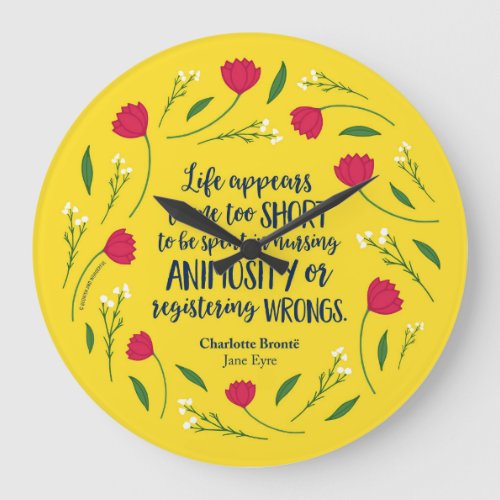 Charlotte Bronte Jane Eyre Floral Life Book Quote Large Clock