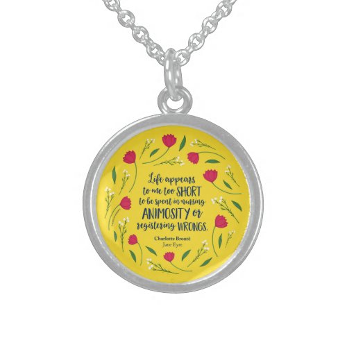 Charlotte Bronte Jane Eyre Floral Life Book Quote Sterling Silver Necklace