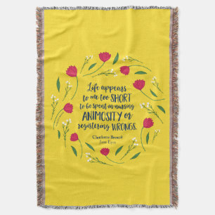 Charlotte Bronte Jane Eyre Floral Life Book Quote Throw Blanket