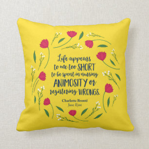 Charlotte Bronte Jane Eyre Floral Life Book Quote Throw Pillow