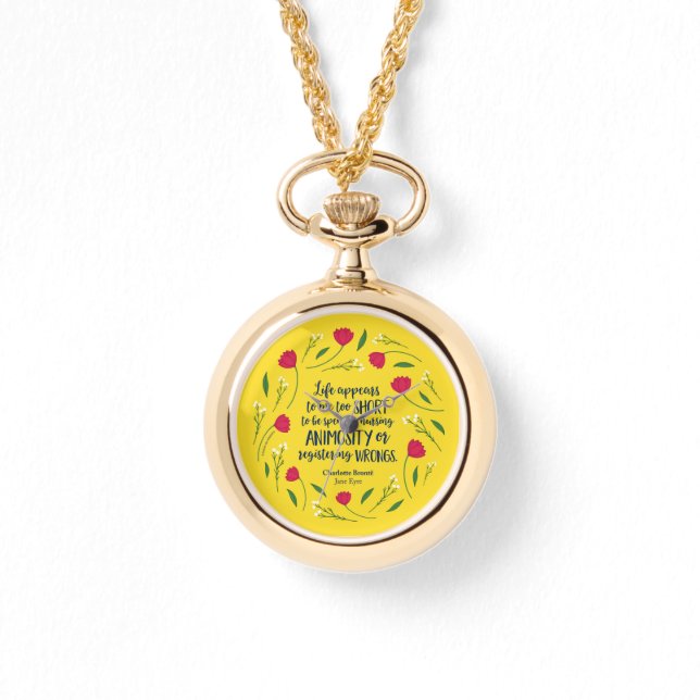 Charlotte Bronte Jane Eyre Floral Life Book Quote Watch (Front)