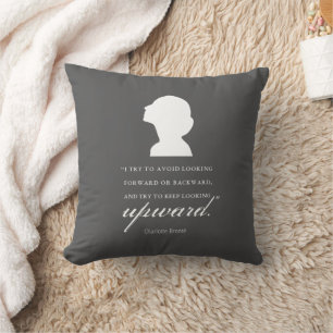 Charlotte Bronte - Keep Looking Upward - Black Throw Pillow