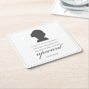 Charlotte Bronte - Keep Looking Upward - White Square Paper Coaster