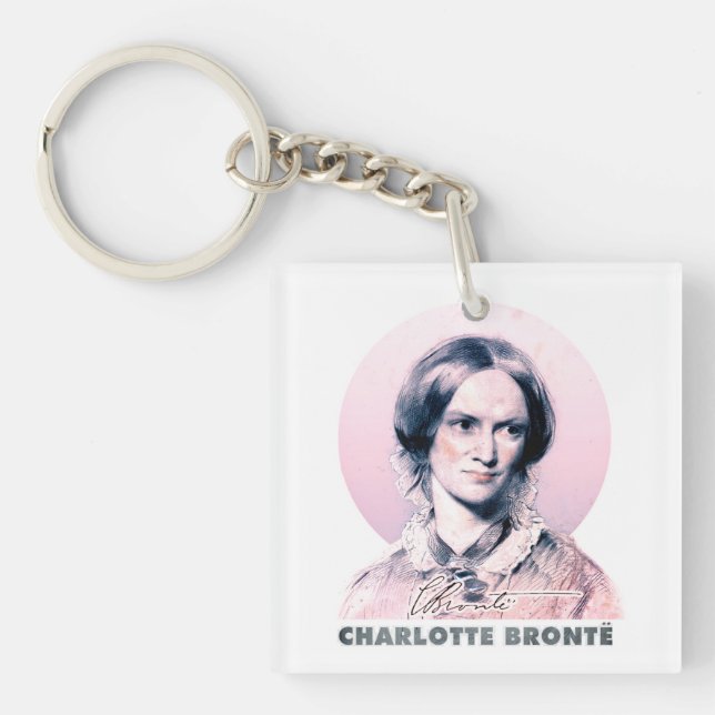 Charlotte Bronte Pink Richmond Painting Portrait Keychain (Front)