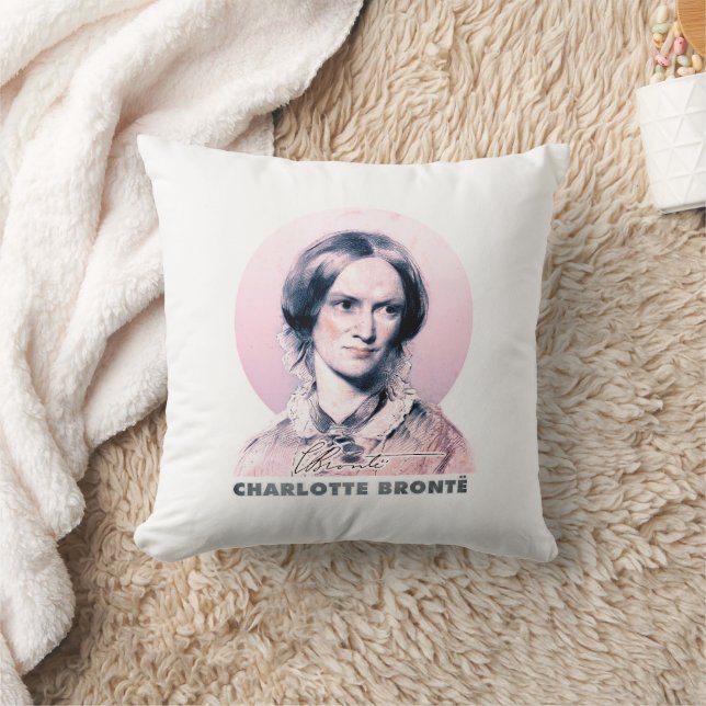 Charlotte Bronte Pink Richmond Painting Portrait Throw Pillow (Blanket)