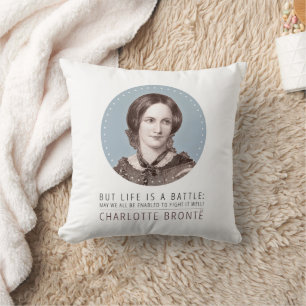 Charlotte Bronte Portrait and Quote Throw Pillow