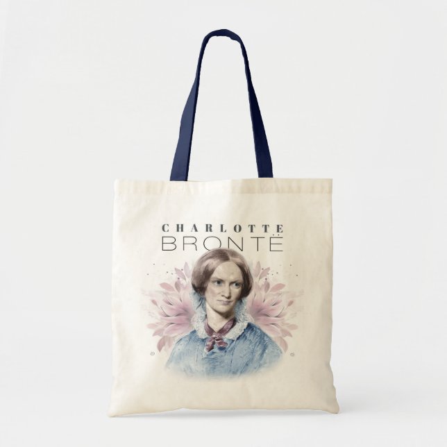 Charlotte Bronte Portrait by Richmond with Flowers Tote Bag (Front)