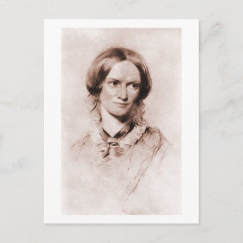 Charlotte Bront sepia portrait by George Richmond Postcard