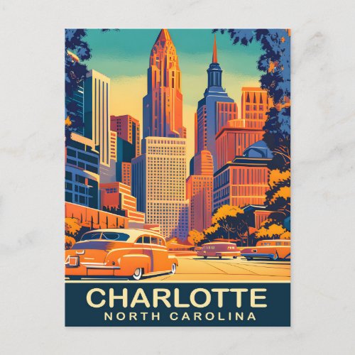 Charlotte City Centre North Carolina Travel Postcard