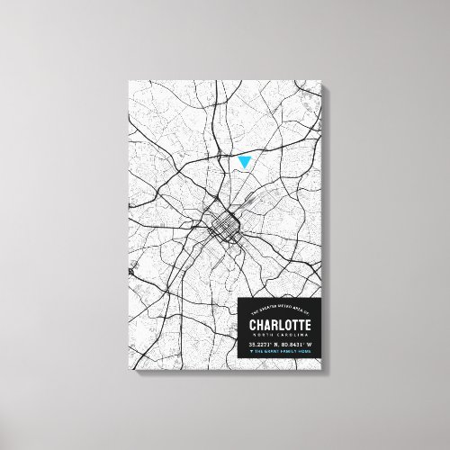 Charlotte City Map  Mark Your Location Canvas Print