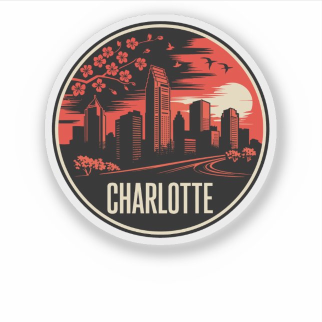 Charlotte City North Carolina USA Sticker (Front)