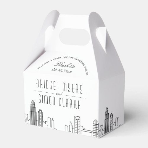 Charlotte  City Skyline Wedding Favor Box