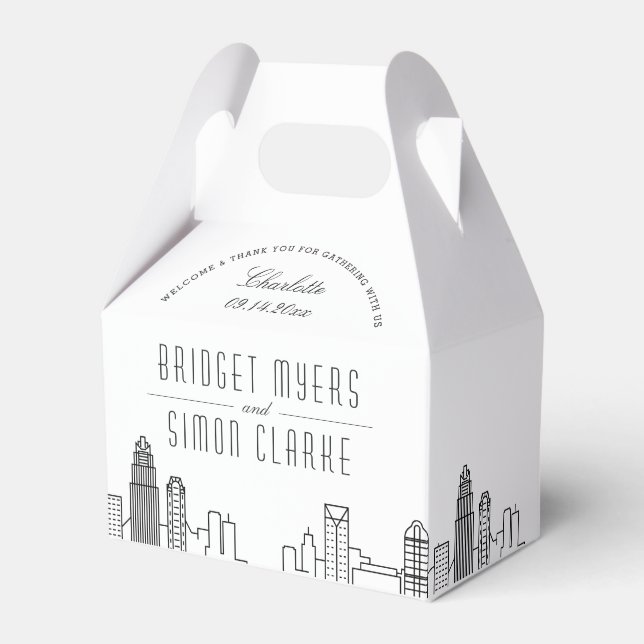 Charlotte | City Skyline Wedding Favor Box (Front Side)