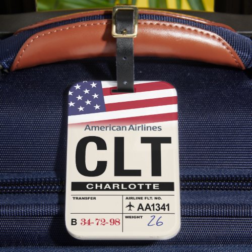 Charlotte CLT N Carolina Airline Luggage Tag