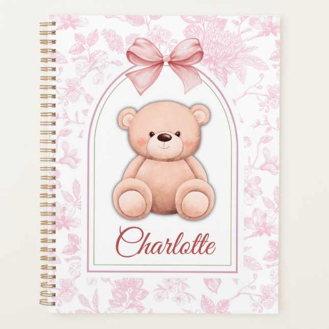 Charlotte | Custom Pink Teddy Bear Nursery Design  Planner (Front)
