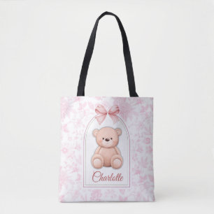 Charlotte   Custom Pink Teddy Bear Nursery Design  Tote Bag